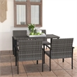 Afuera Living Dining Set in Gray and Black Poly Rattan/Powder-Coated Steel