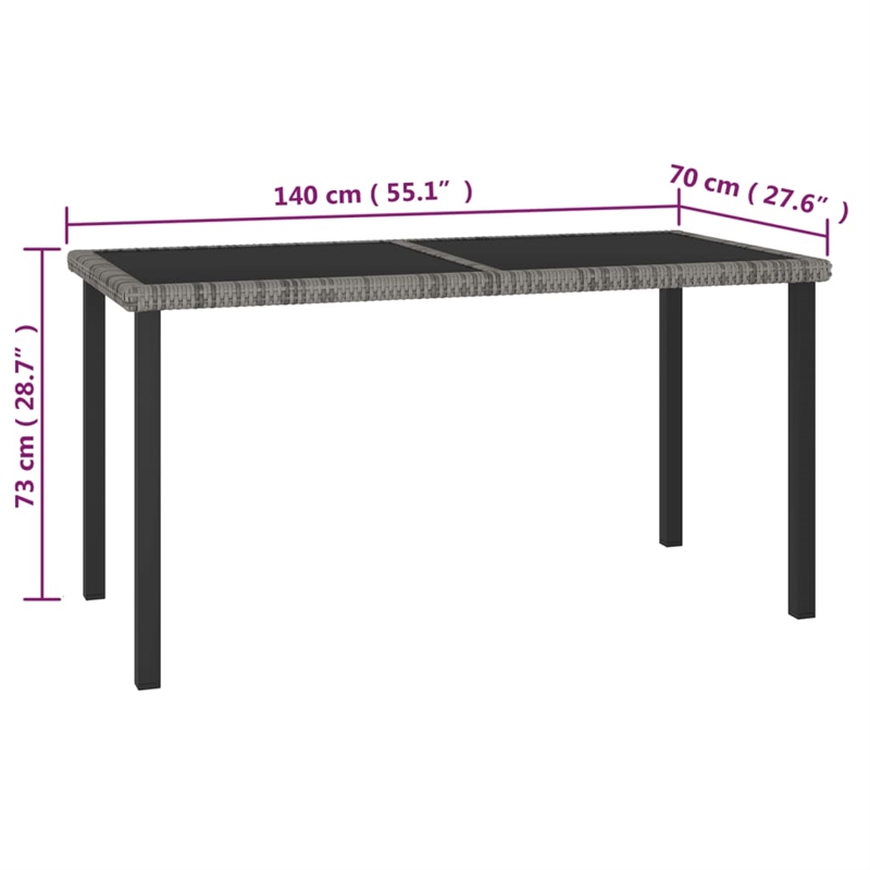 Afuera Living Dining Set in Gray and Black Poly Rattan/Powder-Coated Steel