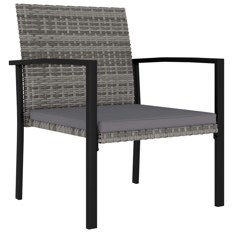Afuera Living Dining Set in Gray and Black Poly Rattan/Powder-Coated Steel
