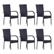 Afuera Living Solid Acacia Wood & PE Rattan Large Stackable Dining Set in Black