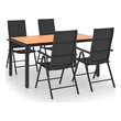 Afuera Living PE Rattan Medium Dining Set with Multi-Position Backrest in Black