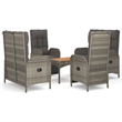 Afuera Living Rattan/Powder-Coated Steel/Acacia Wood Garden Dining Set in Gray