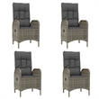 Afuera Living PE Rattan 5 Pc Set Adjustable Armrests Garden Dining Set in Gray