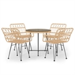 Afuera Living Poly Rattan 5 Piece Set Durable Garden Dining Set Rattan in Brown