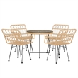 Afuera Living Poly Rattan 5 Piece Set Durable Garden Dining Set Rattan in Brown