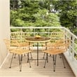 Afuera Living Poly Rattan 5 Piece Set Durable Garden Dining Set Rattan in Brown