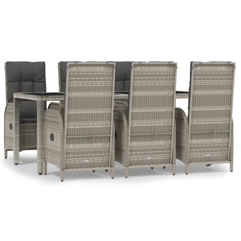 Afuera Living PE Rattan Large Multi-Position Backrest Garden Dining Set in Gray