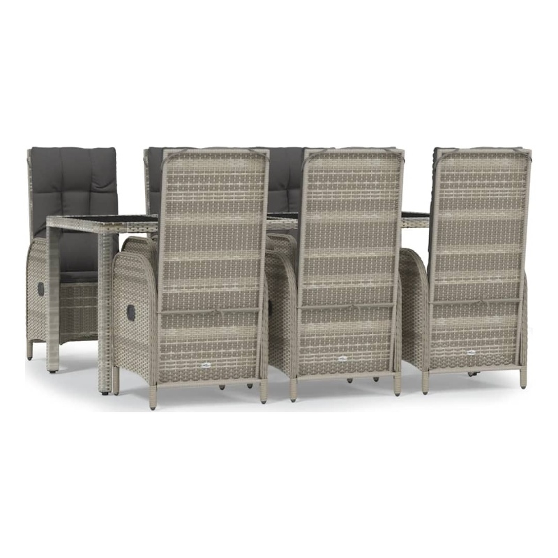 Afuera Living PE Rattan Large Multi-Position Backrest Garden Dining Set in Gray