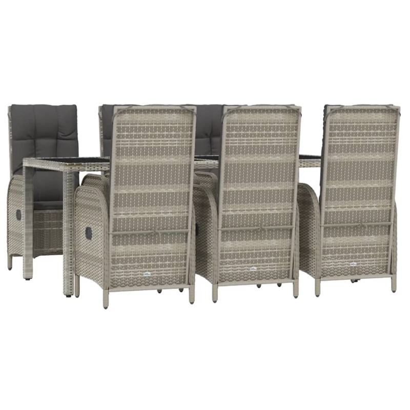 Afuera Living PE Rattan Large Multi-Position Backrest Garden Dining Set in Gray