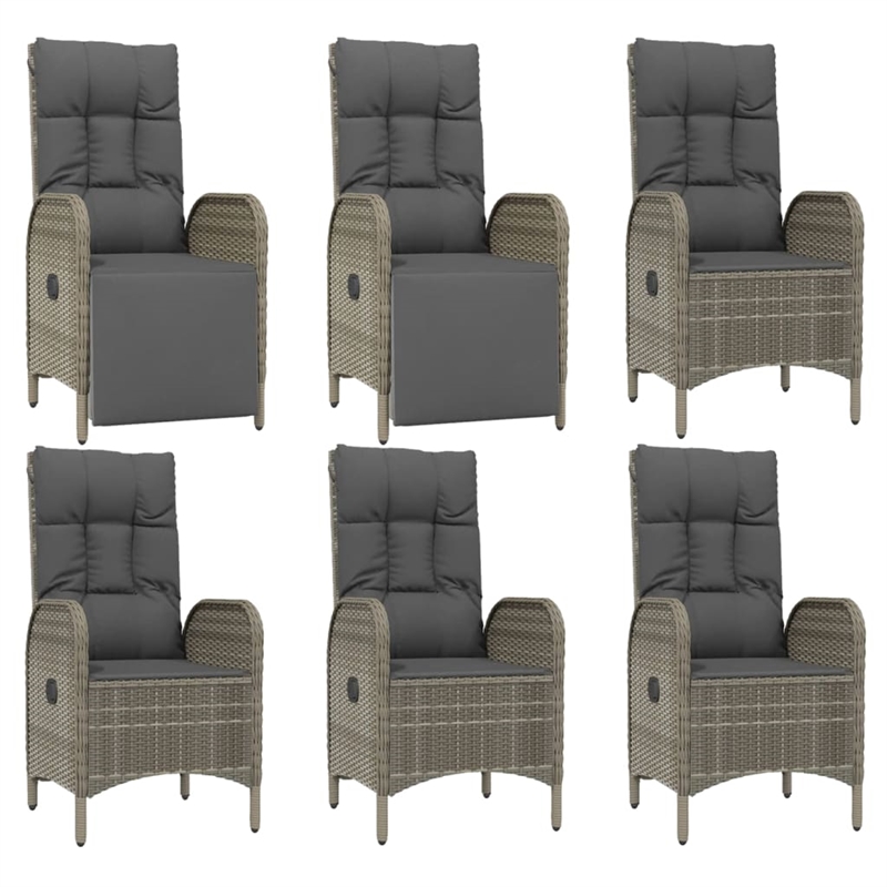 Afuera Living PE Rattan Large Multi-Position Backrest Garden Dining Set in Gray