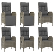 Afuera Living PE Rattan Large Multi-Position Backrest Garden Dining Set in Gray