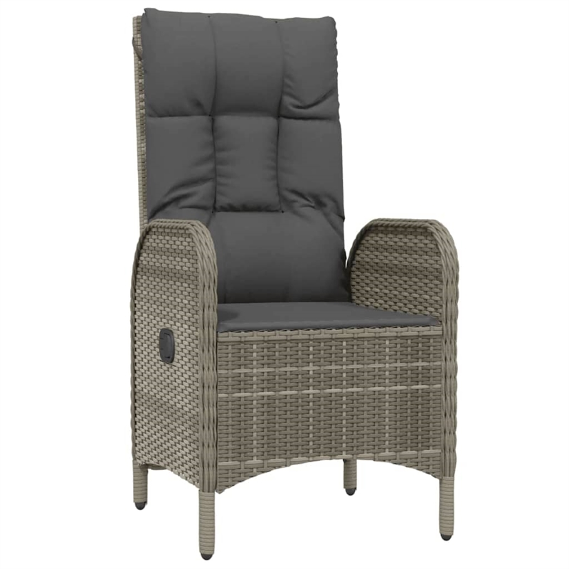 Afuera Living PE Rattan Large Multi-Position Backrest Garden Dining Set in Gray
