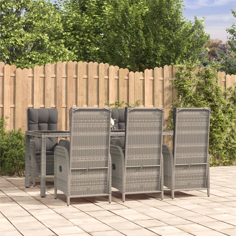 Afuera Living PE Rattan Large Multi-Position Backrest Garden Dining Set in Gray