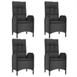 Afuera Living Poly Rattan Medium Adjustable Armrests Garden Dining Set in Black
