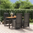 Afuera Living Poly Rattan Medium Adjustable Armrests Garden Dining Set in Black