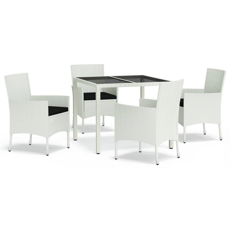Afuera Living Patio Dining Set White Poly Rattan Adjustable Armrests - Set of 4