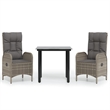 Afuera Living PE Rattan Standard Adjustable Armrests Garden Dining Set in Black