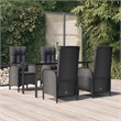 Afuera Living Poly Rattan Medium Adjustable Armrests Garden Dining Set in Black