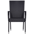 Afuera Living Solid Acacia Wood/PE Rattan 7 Piece Stackable Dining Set in Black