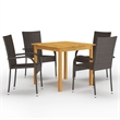 Afuera Living Dining Set in Brown Solid Acacia Wood Medium Stackable Dining Set