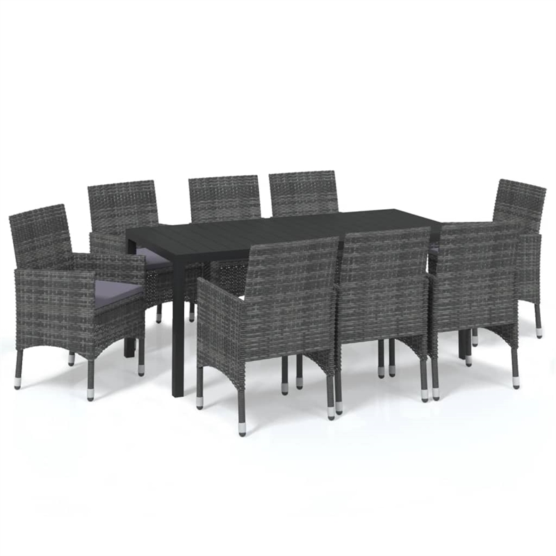 Afuera Living Polyethylene Rattan & Aluminum Dining Set in Gra