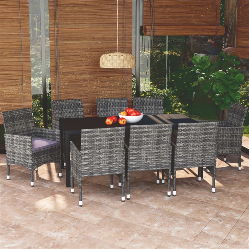 Afuera Living Polyethylene Rattan & Aluminum Dining Set in Gra