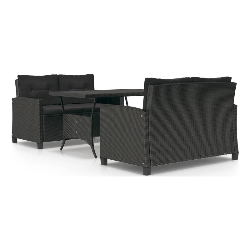 Afuera Living PE Rattan Medium Rectangular Dining Set in Black