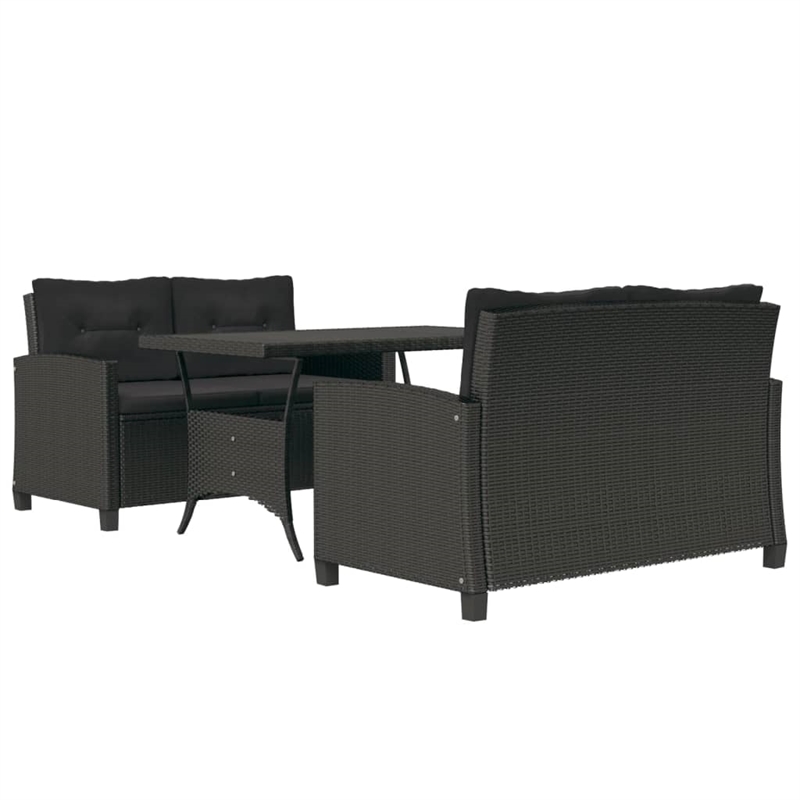 Afuera Living PE Rattan Medium Rectangular Dining Set in Black
