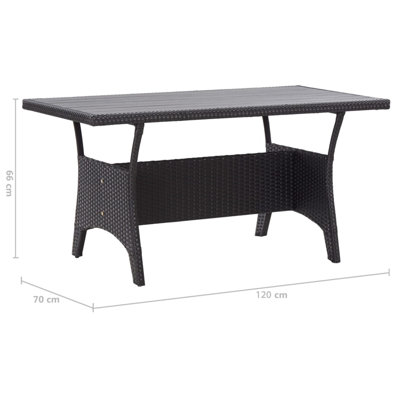 Afuera Living PE Rattan Medium Rectangular Dining Set in Black
