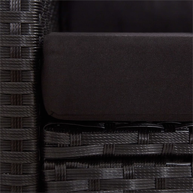 Afuera Living PE Rattan Medium Rectangular Dining Set in Black