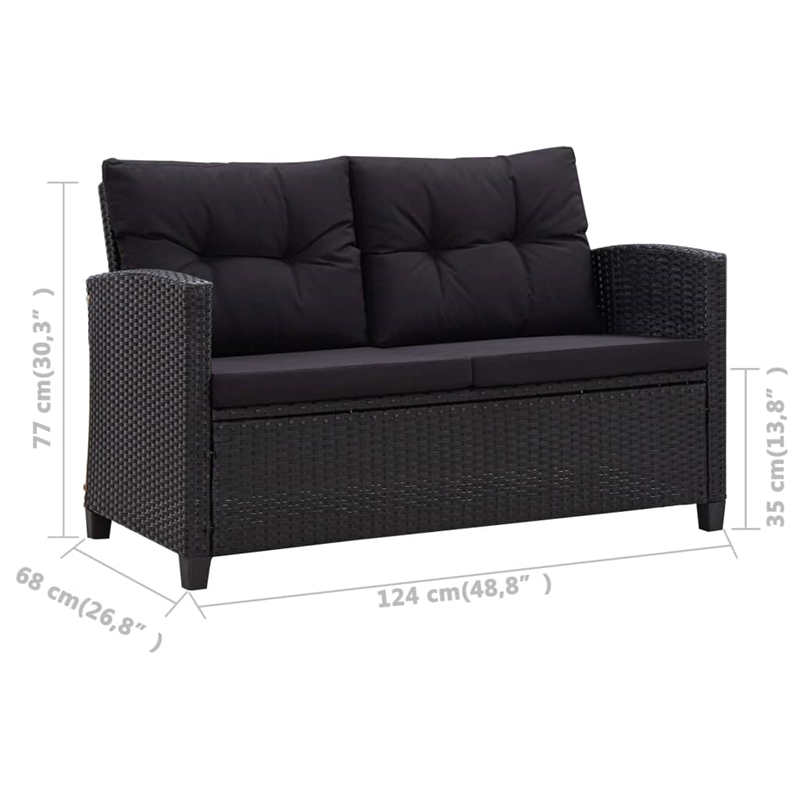 Afuera Living PE Rattan Medium Rectangular Dining Set in Black