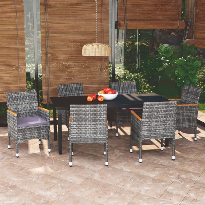 Afuera Living PE Rattan 7 Piece Lightweight Dining Set in Gray