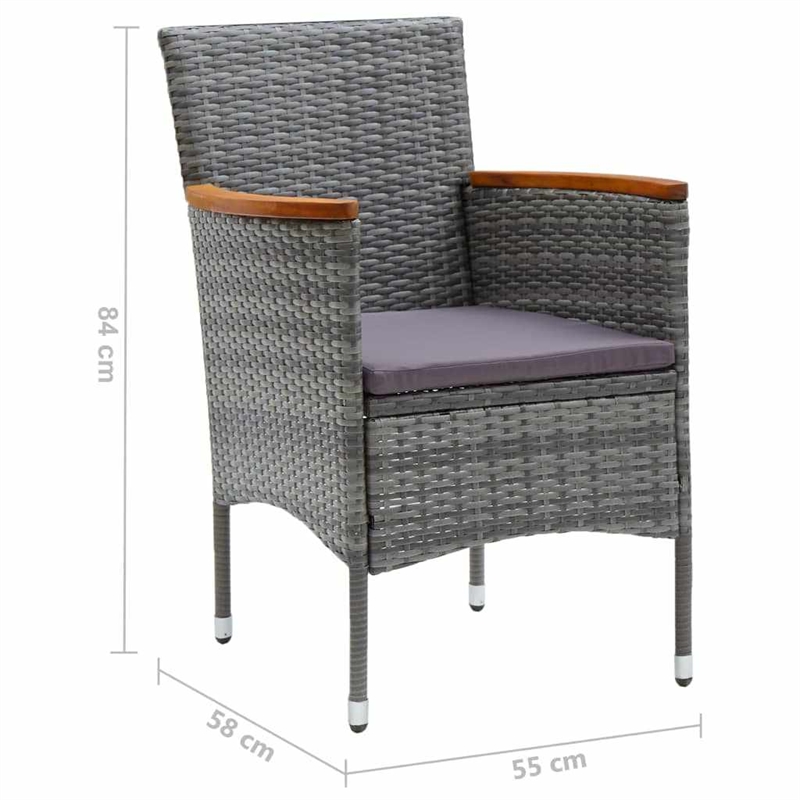Afuera Living PE Rattan 7 Piece Lightweight Dining Set in Gray