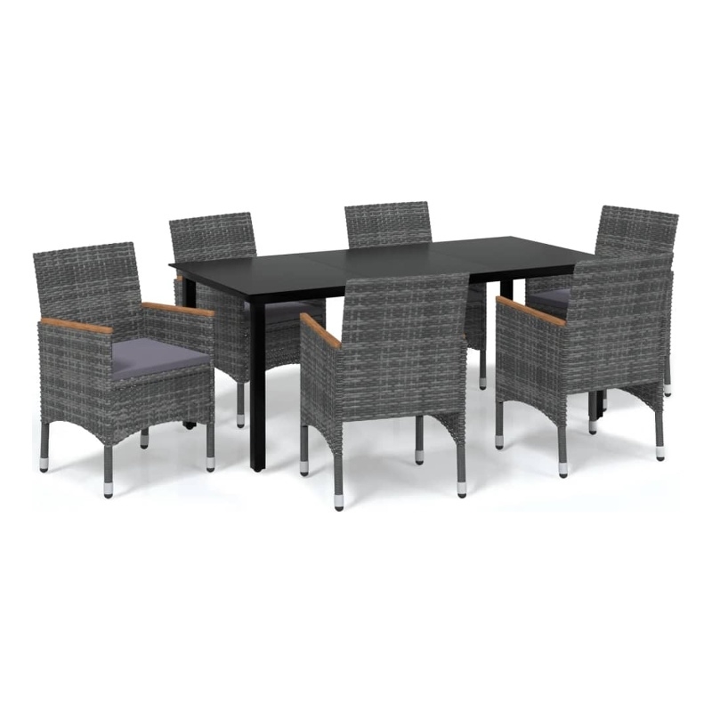 Afuera Living PE Rattan 7 Piece Lightweight Dining Set in Gray