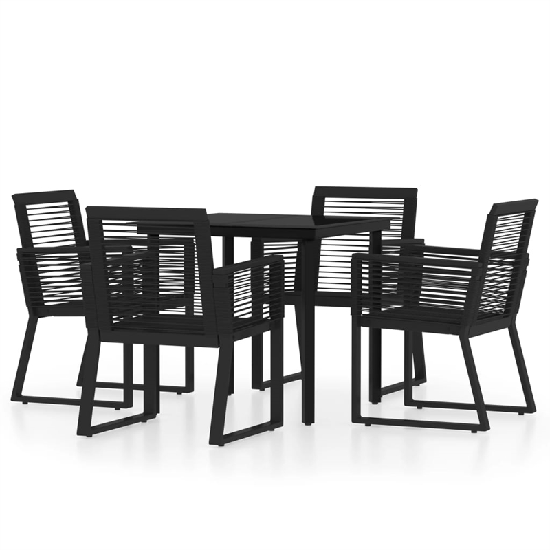 Afuera Living Standard Powder-Coated Steel Dining Set in Black