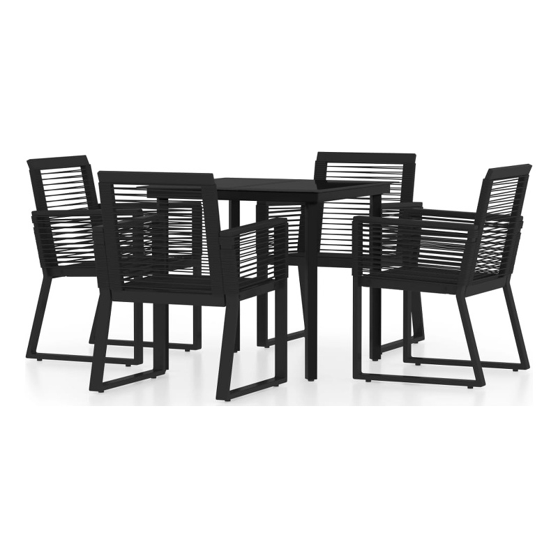 Afuera Living Standard Powder-Coated Steel Dining Set in Black