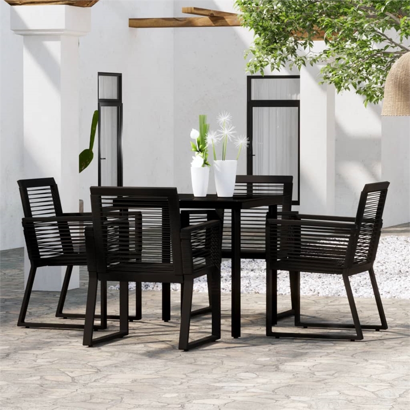 Afuera Living Standard Powder-Coated Steel Dining Set in Black