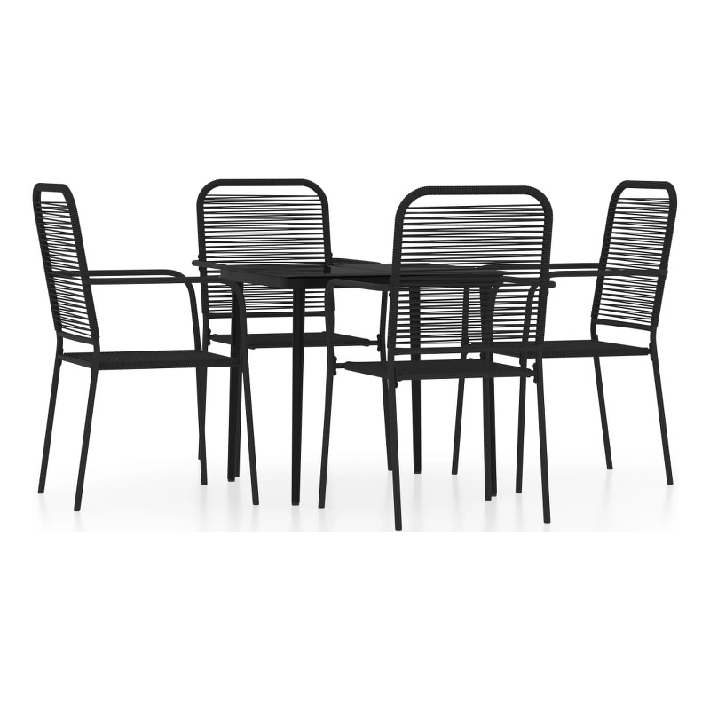 Afuera Living Standard Powder-Coated Steel Dining Set in Black