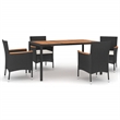Afuera Living PE Rattan 5 Piece Set Garden Dining Set in Black