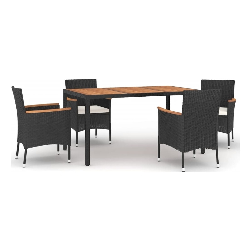 Afuera Living PE Rattan 5 Piece Set Garden Dining Set in Black