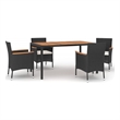 Afuera Living PE Rattan 5 Piece Set Garden Dining Set in Black