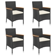 Afuera Living PE Rattan 5 Piece Set Garden Dining Set in Black