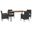 Afuera Living PE Rattan 5 Piece Set Garden Dining Set in Black