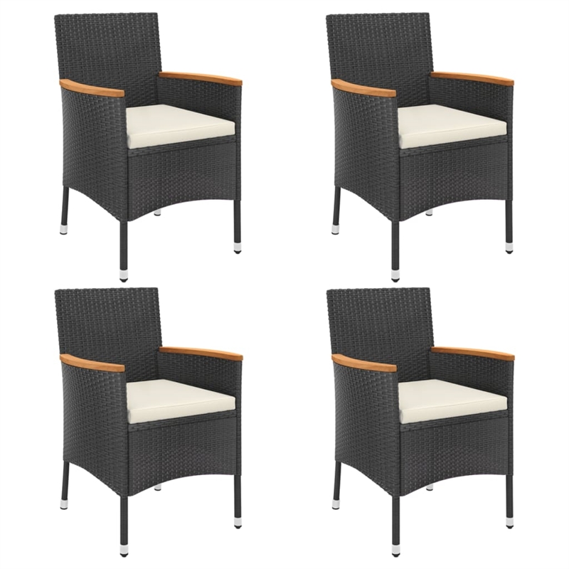 Afuera Living PE Rattan 5 Piece Set Garden Dining Set in Black