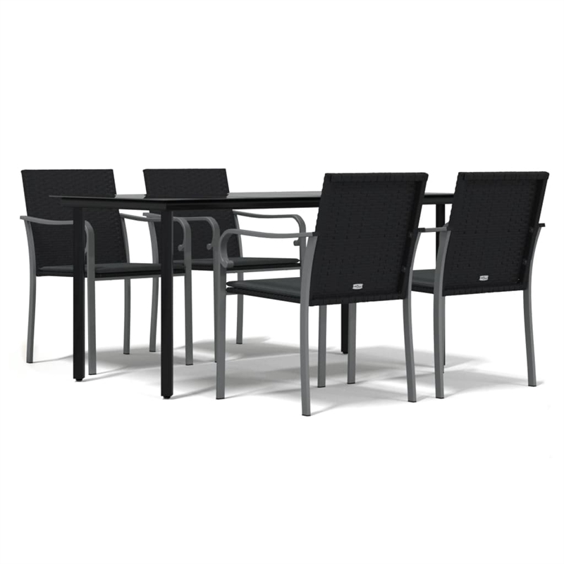 Afuera Living PE Rattan 5 Piece Set Garden Dining Set in Black