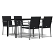 Afuera Living PE Rattan 5 Piece Set Garden Dining Set in Black