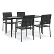 Afuera Living PE Rattan 5 Piece Set Garden Dining Set in Black