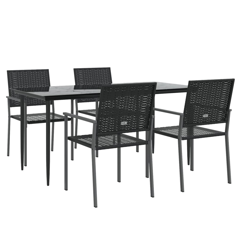 Afuera Living PE Rattan 5 Piece Set Garden Dining Set in Black