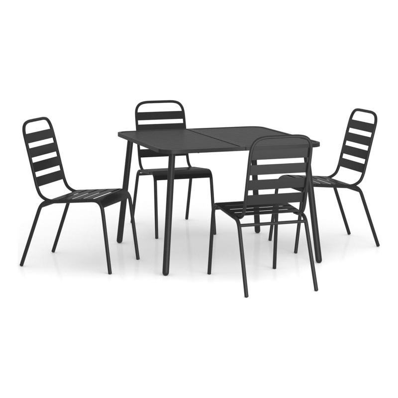 Afuera Living Steel Medium Stackable Garden Dining Set in Gray