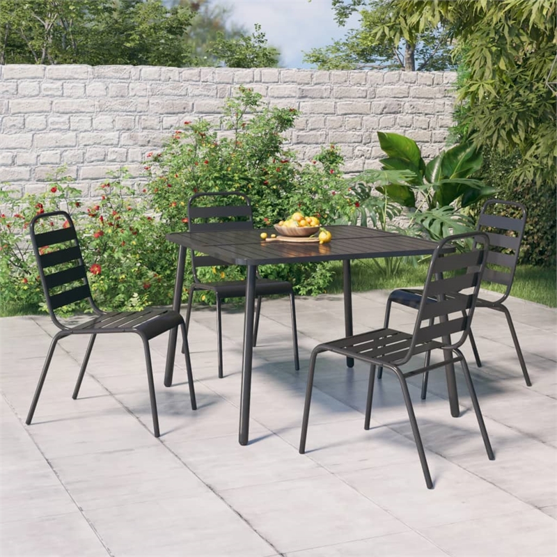 Afuera Living Steel Medium Stackable Garden Dining Set in Gray